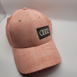 Audi Baseball Cap‎ Hat Peach Pink Heathered Adjustable Logo Mens Womens